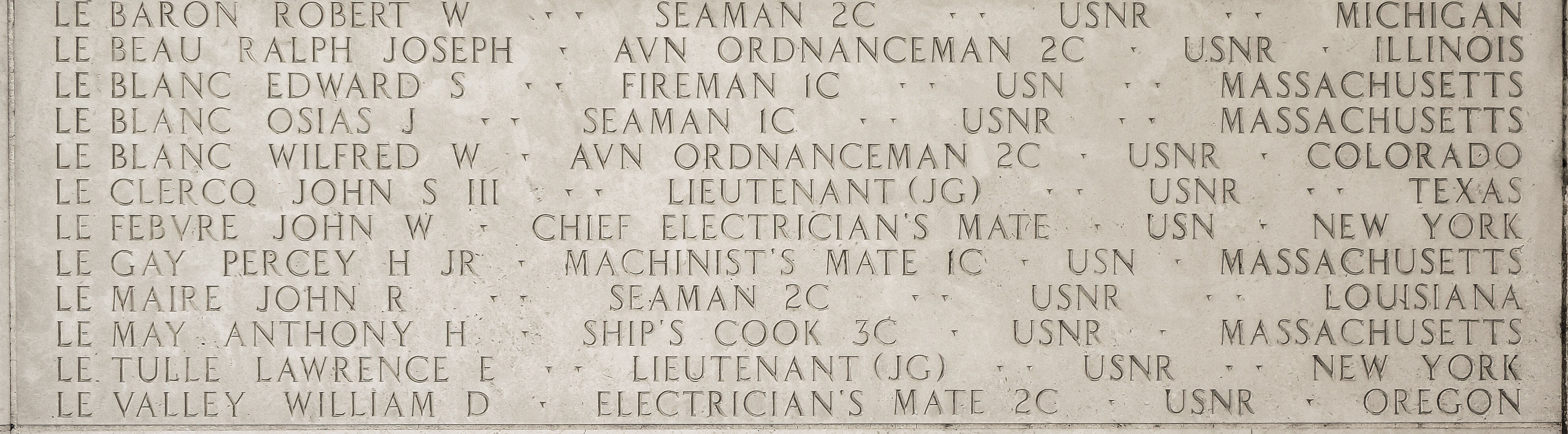 Edward S. Le Blanc, Fireman First Class